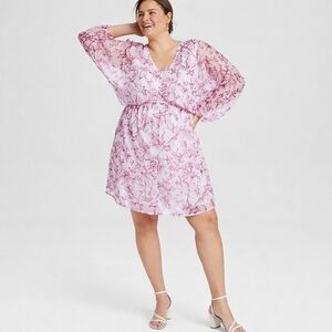 A New Day - Floral Balloon Sleeve Mini Dress